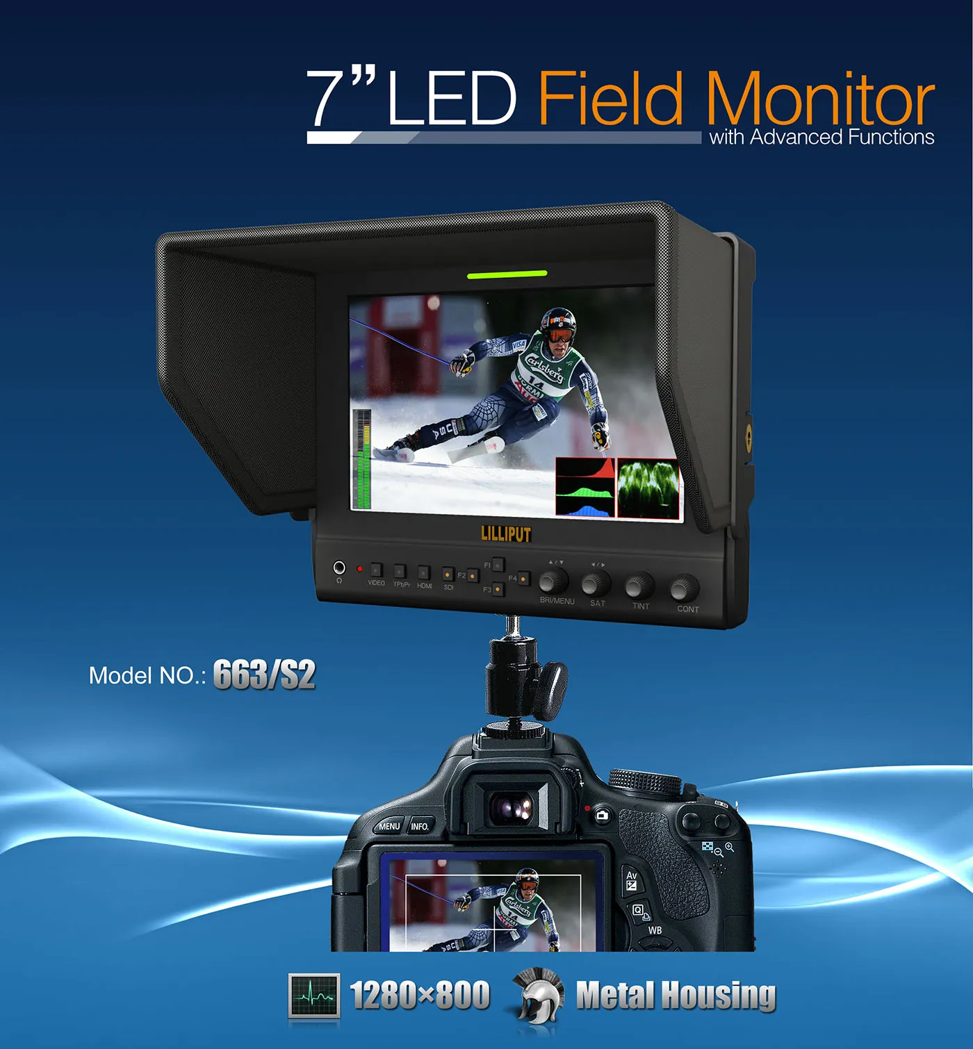 7 inch Camera-top hd SDI monitor