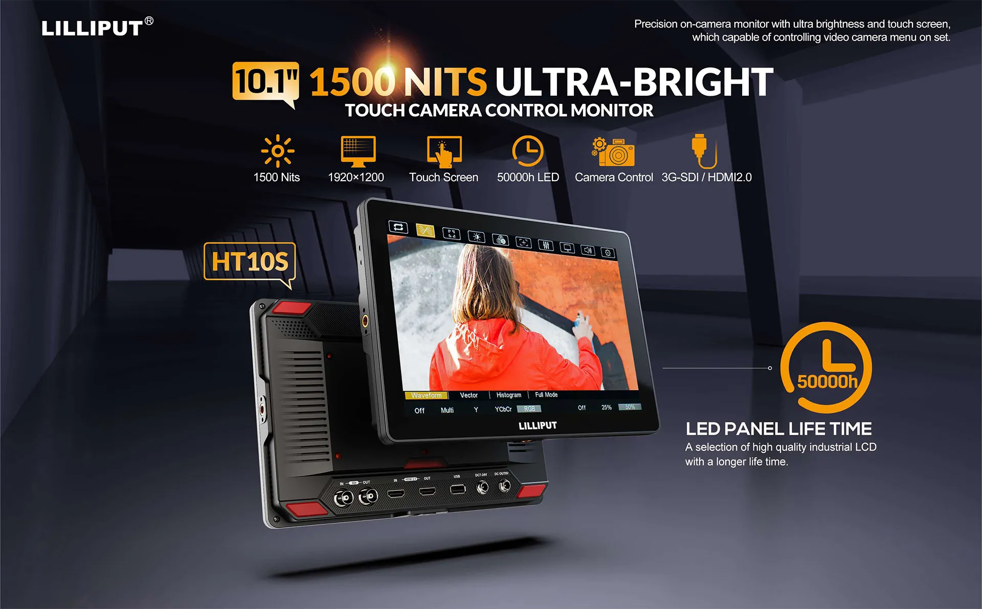 10.1 inch 1500nits 3G-SDI Touch Camera Control Monitor